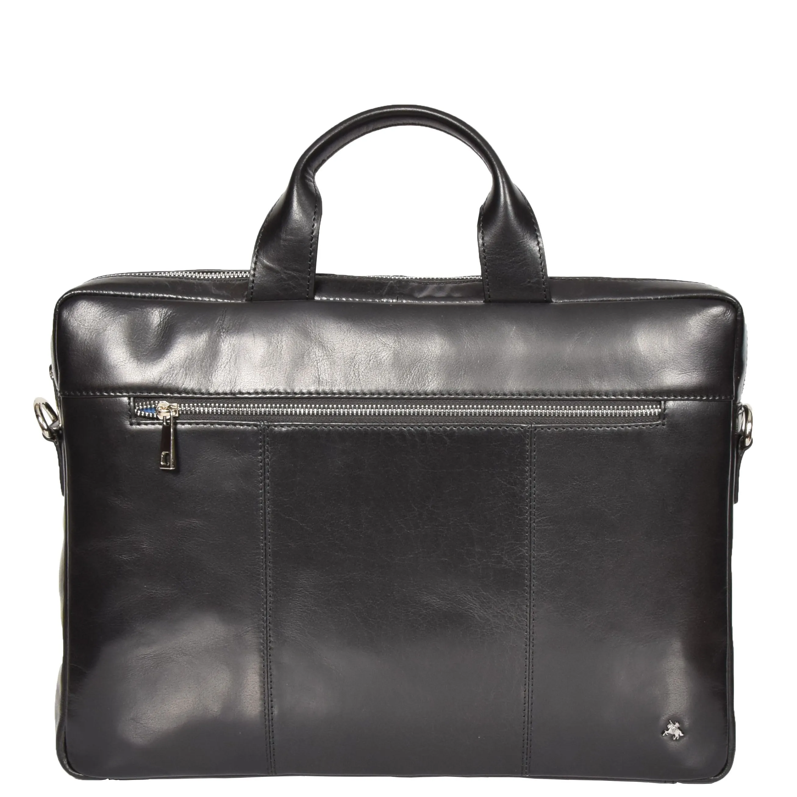 Slimline Cross Body Leather Briefcase Vernon Black