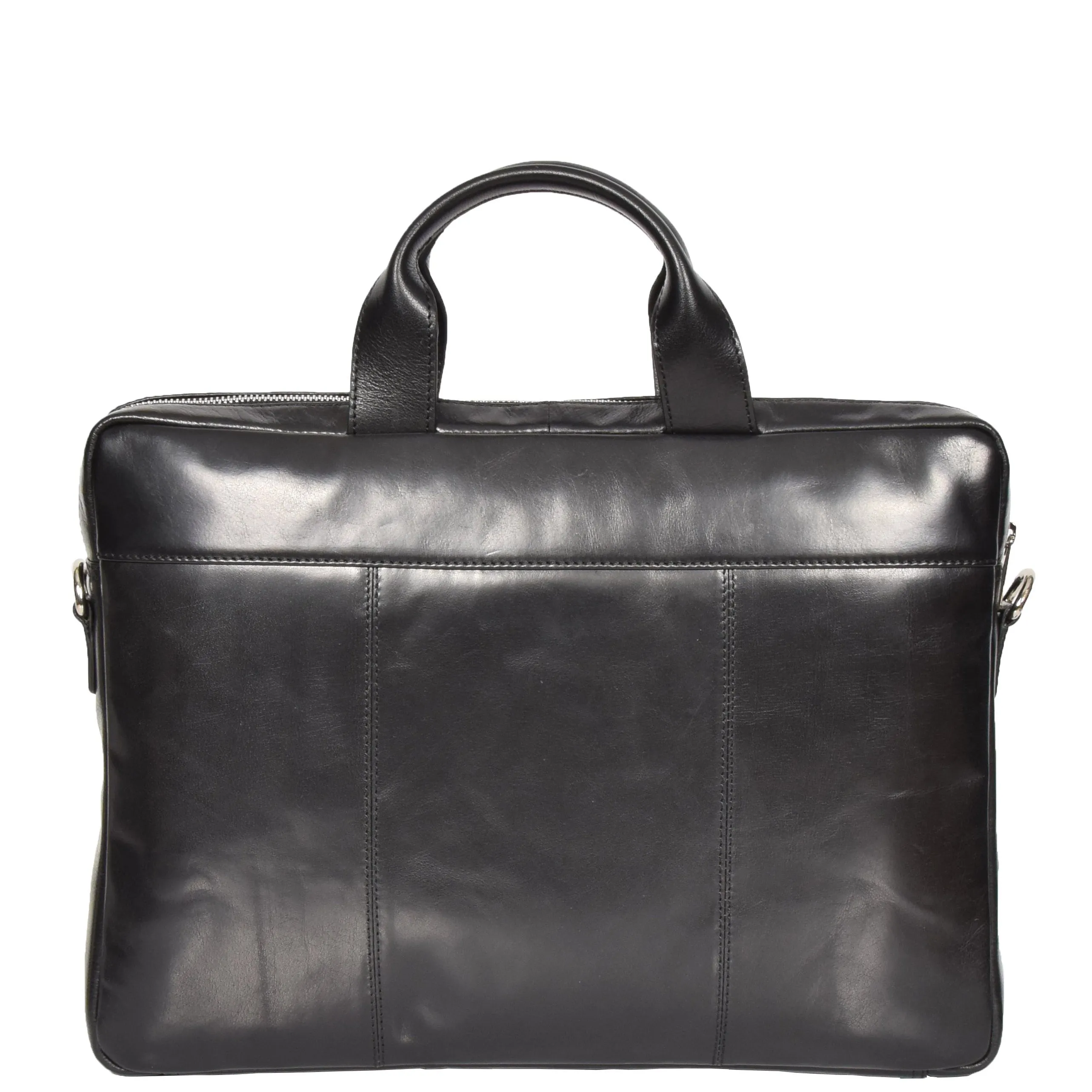 Slimline Cross Body Leather Briefcase Vernon Black