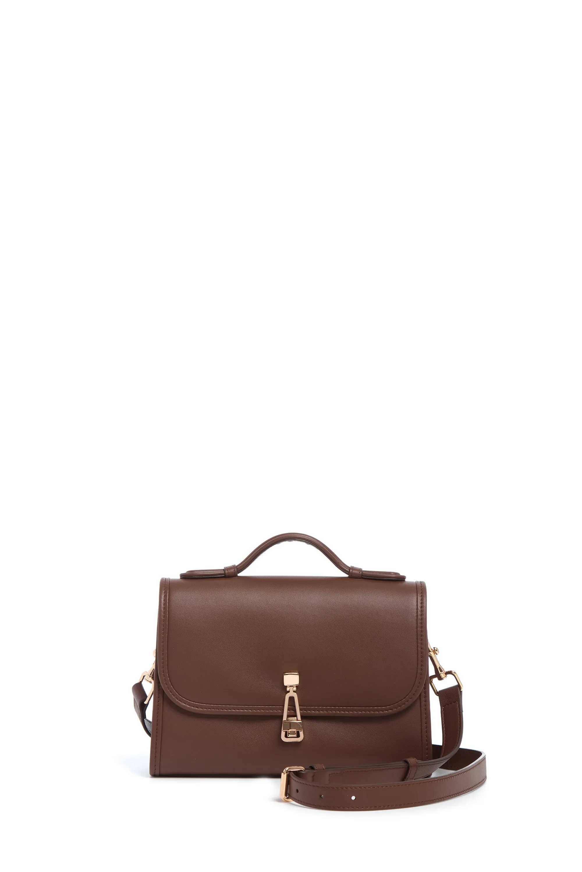 Small Leonora Flap Bag in Chocolate Leather