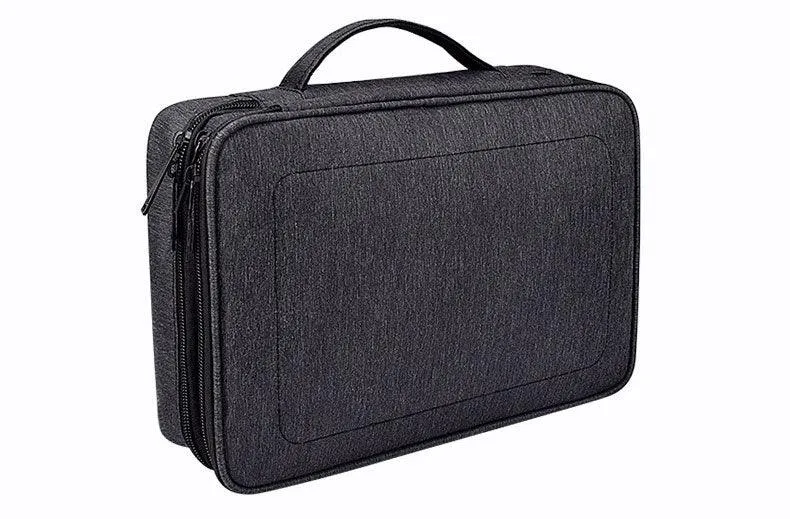 Soft Fabric Water Resistant Sleeve Double Zip Ipad Pouch Case- Black