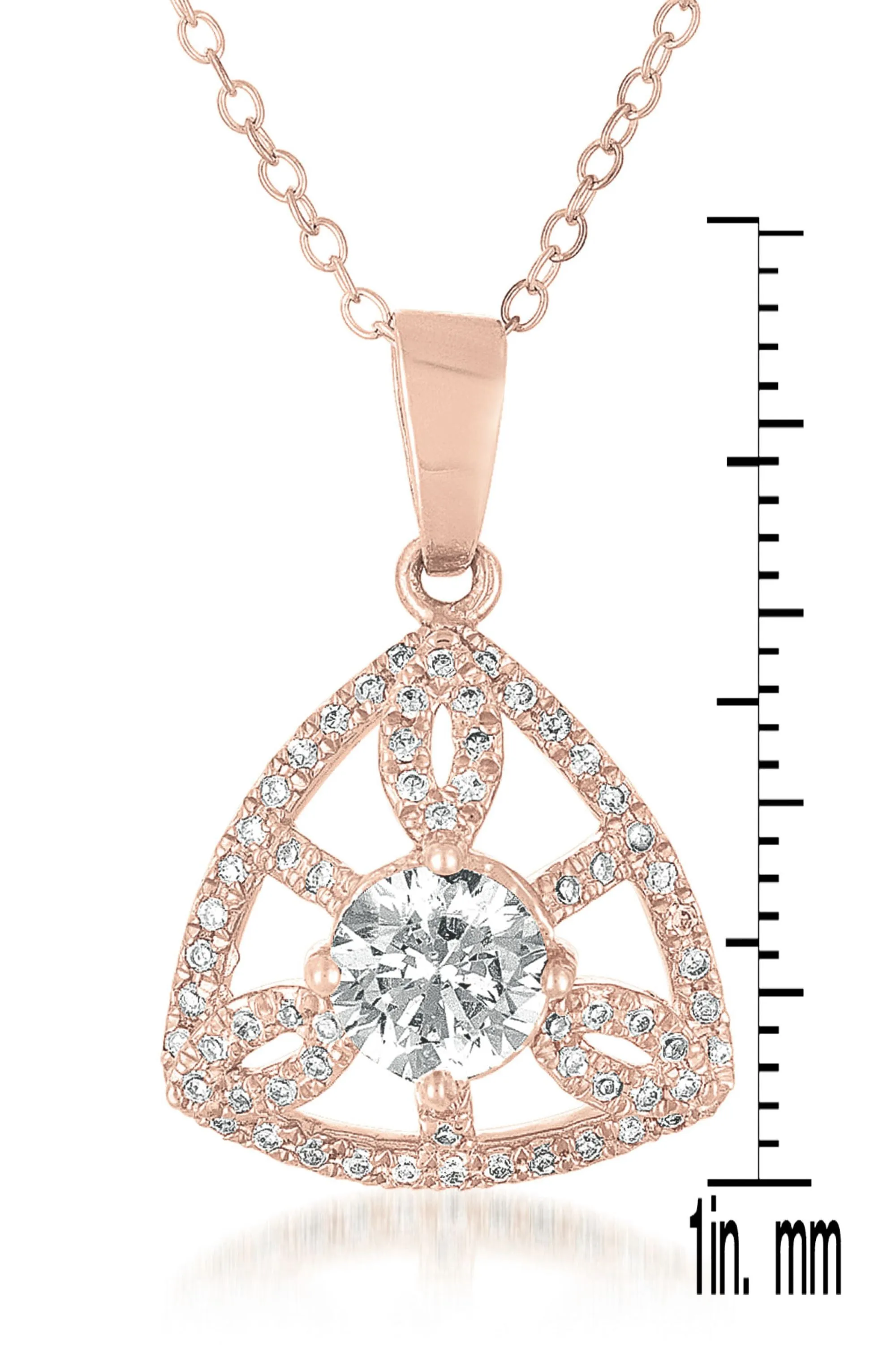 Sterling Silver White Cubic Zirconia Pink Lucky Charm Pendant