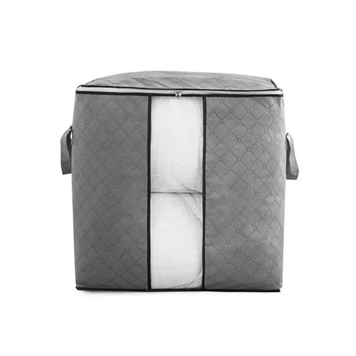 Storage bag with Zipper and Space Saver Comforter bag, Pillow, Quilt, Bedding, Clothes, Blanket Storage Organizer Bag with Large Clear Window and Carry Handles for Closet.