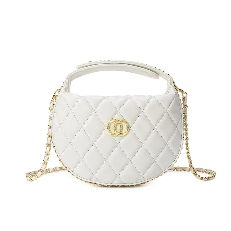 Style mini plaid crescent bag handbag Chanel Chain Around Mini Pouch Black Lambskin Light Gold Hardware