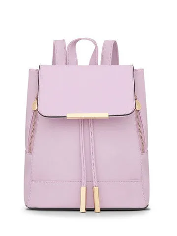 Stylish Zipper Women Backpack Solid Color Sleek Fashion Leather Backpack Girls Back To School Backpack