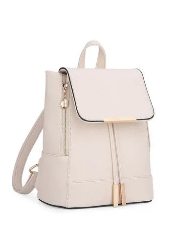 Stylish Zipper Women Backpack Solid Color Sleek Fashion Leather Backpack Girls Back To School Backpack