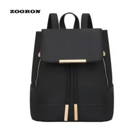 Stylish Zipper Women Backpack Solid Color Sleek Fashion Leather Backpack Girls Back To School Backpack