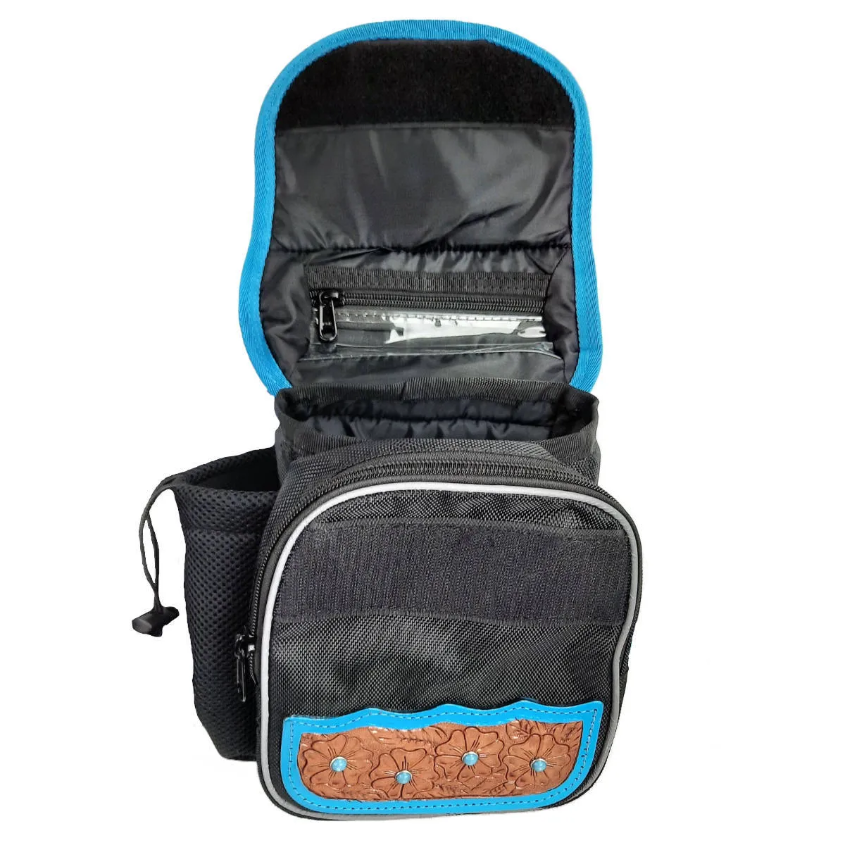 Tahoe Tack Turquoise Flower 1680D Nylon Western Horn Storage Bag with Hand Tooled Leather Accents and 2 Year Warranty