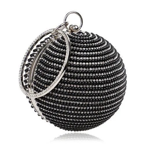 TenTop-A Best Price Women's Pearl Beaded Diamond Tellurion Evening Bag Bridal Wedding Round Ball Wrist Bag Clutch Purse Handbag