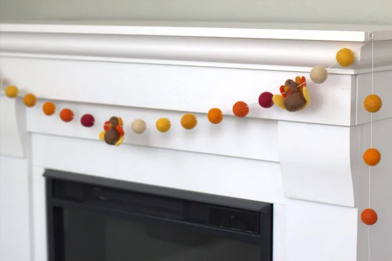 Thanksgiving Turkey Garland- Burgundy, Orange, Gold