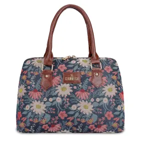 THE CLOWNFISH Montana Series Handbag for Women Office Bag Ladies Purse Shoulder Bag Tote For Women College Girls (Purple-Floral)