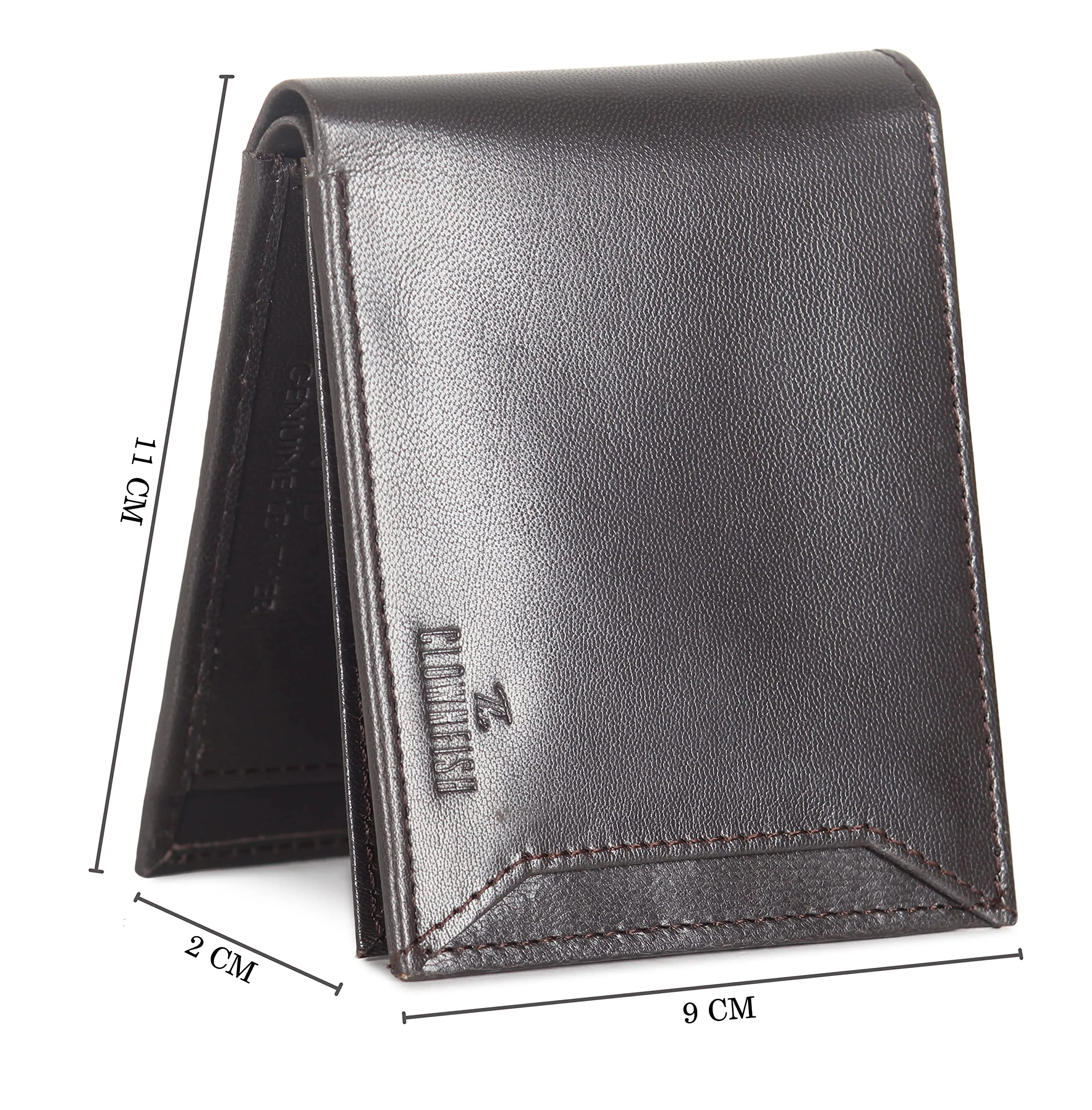 THE CLOWNFISH RFID Protected Genuine Leather Bi-Fold Wallet for Men with Multiple Card Slots, Coin Pocket & ID Window (Chocolate Brown)