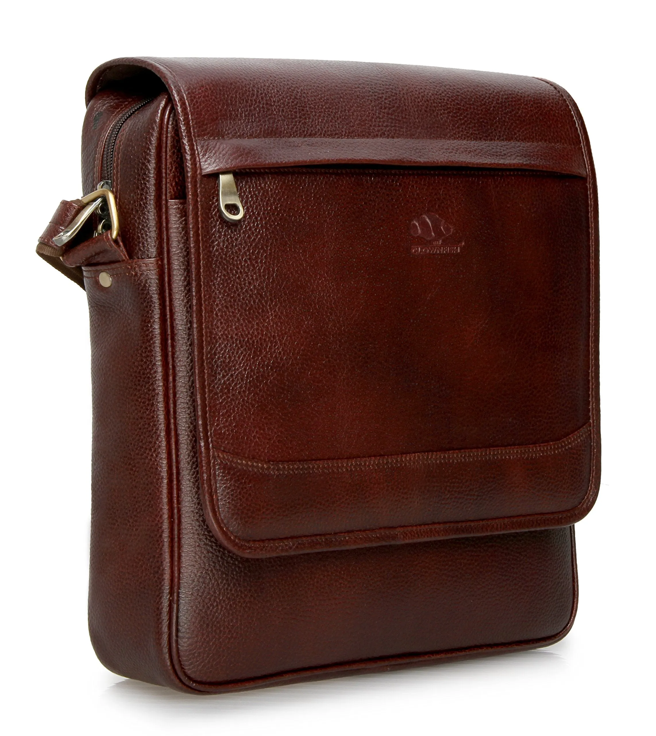 THE CLOWNFISH TCFSLBLBR-1 Leather 8.3-Litre Laptop Bag (Brown)