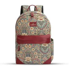 THE CLOWNFISH Wanderlust Collection Tapestry Fabric & Vegan Leather 15.6 inch Womens Laptop Backpack with Trolley Strap Travel Backpack for Women Office College Going Girls (Green Multicolor)