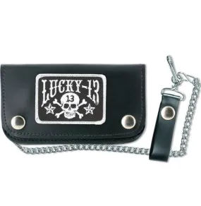 The SKULL STARS Leather Wallet - BLACK/WHITE