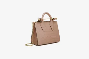 The Strathberry Nano Tote - Croc-Embossed Leather Peony