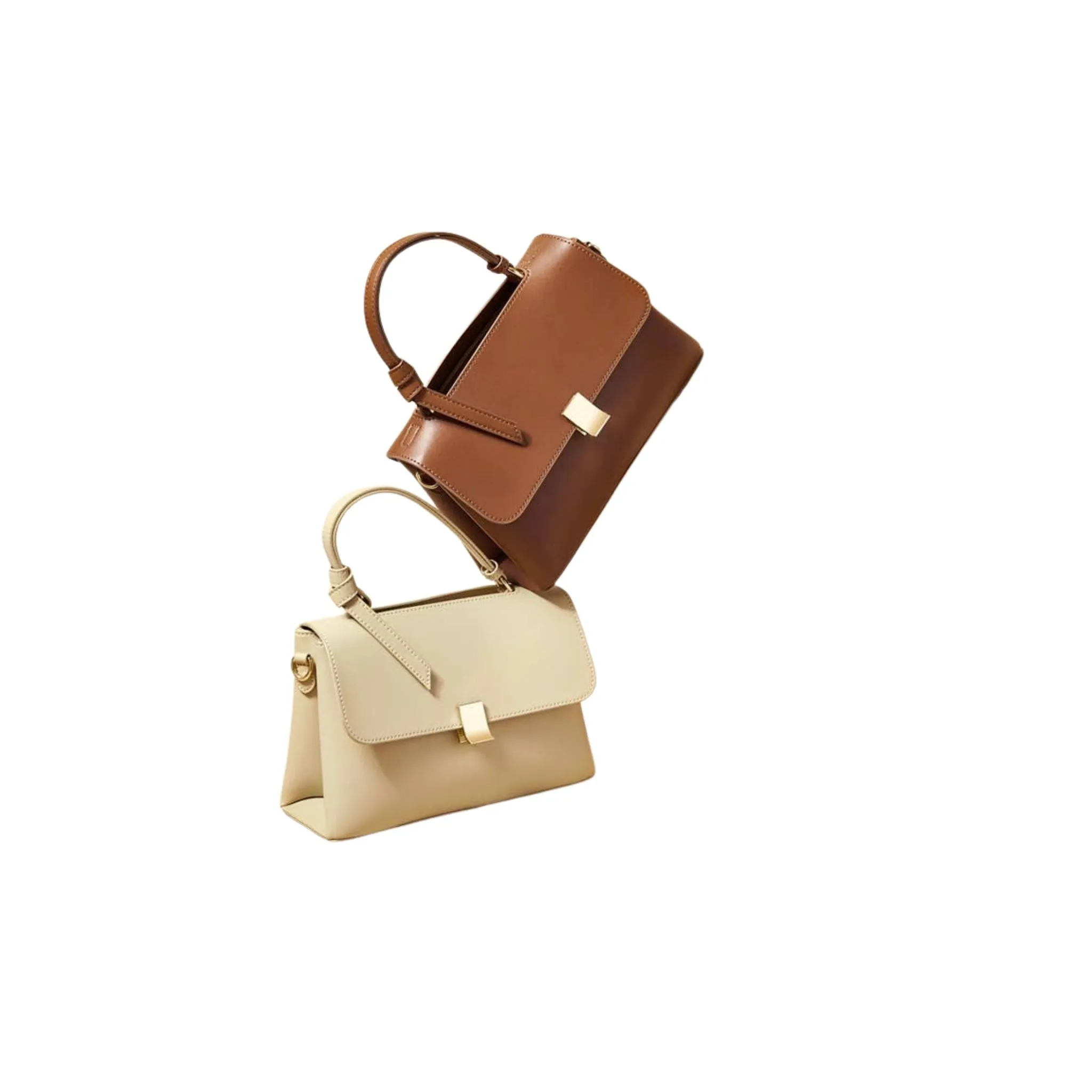 Top Handle Leather Timeless Bag With Crossbody Strap