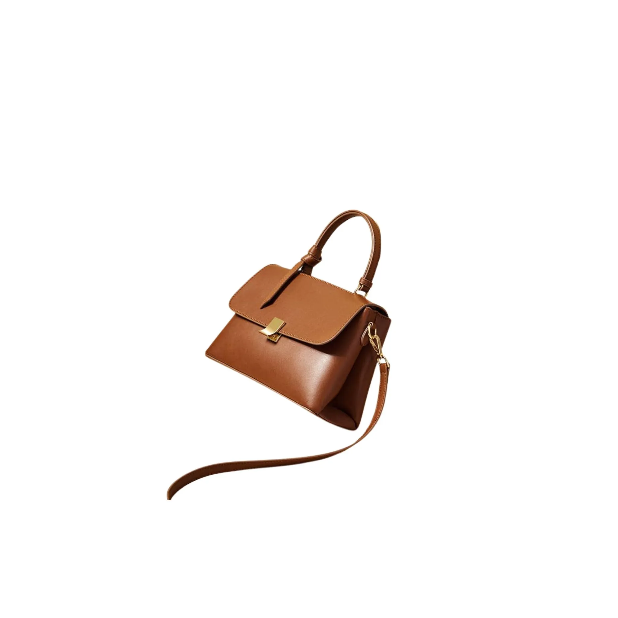 Top Handle Leather Timeless Bag With Crossbody Strap