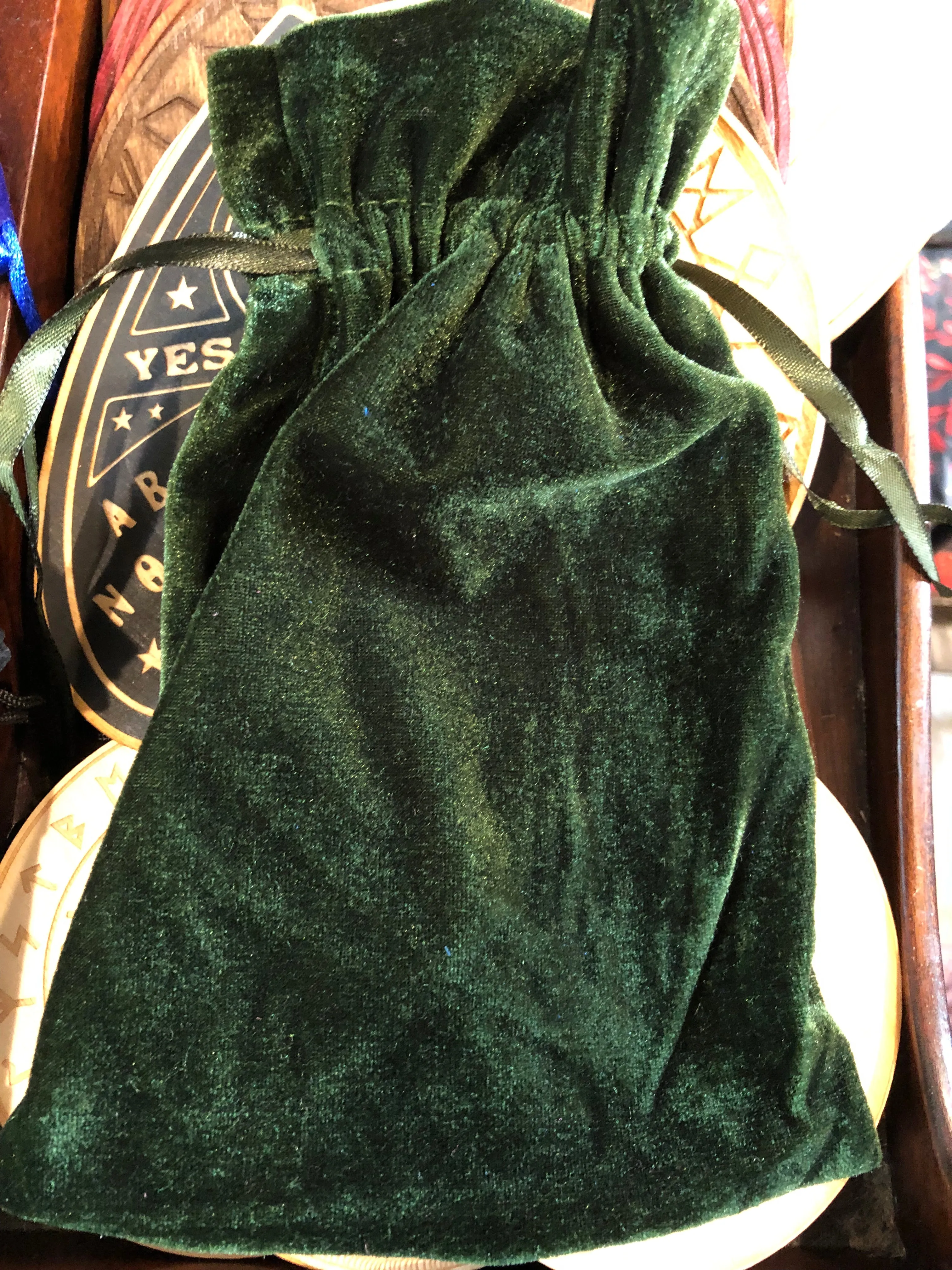 Velvet Pouch - 6” x 9” - Tarot Deck Bag - Forest Green