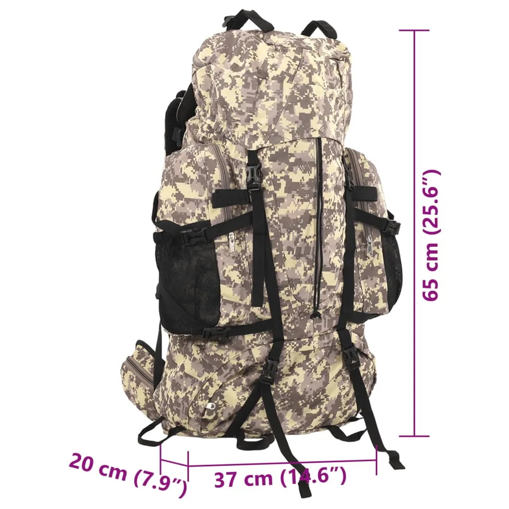 vidaXL Hiking Backpack Camel Brown Camouflage 60 L Oxford Fabric