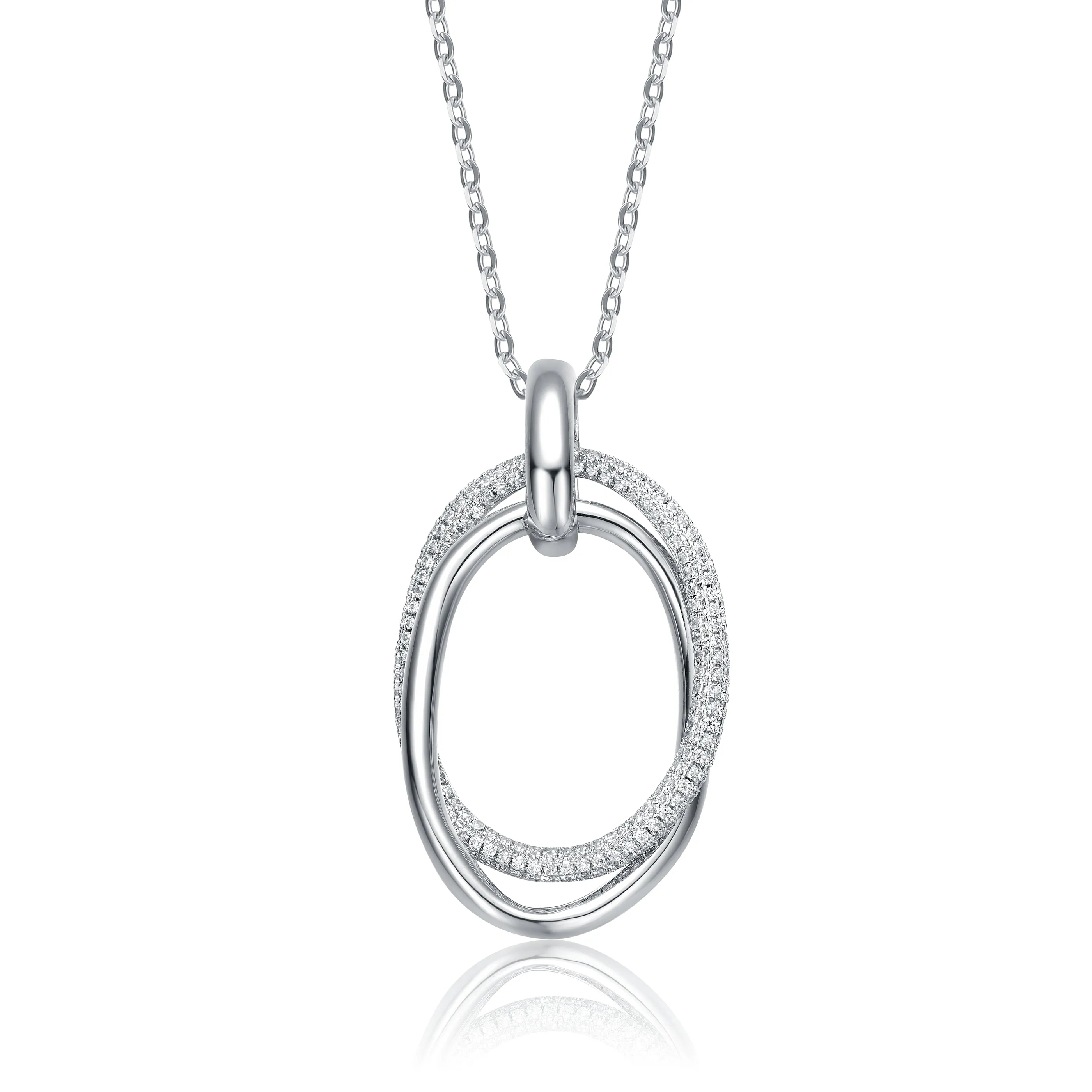 Vilette Eternity Circle CZ Pendant Necklace