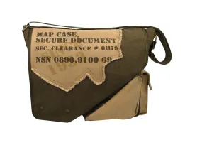 Vintage Canvas Two-Tone Imprinted Map Bag