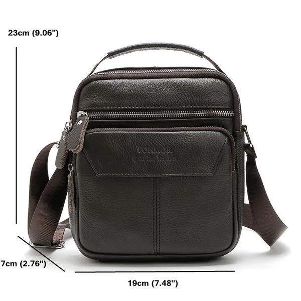 Vintage Genuine Leather Stitching Casual Crossbody Shoulder Bag For Men