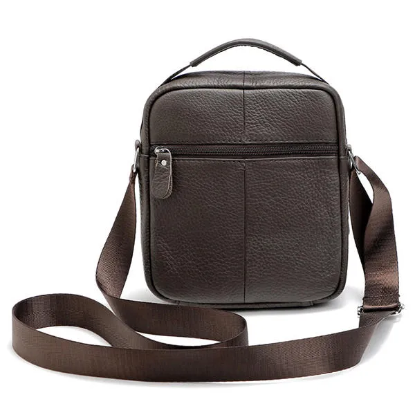 Vintage Genuine Leather Stitching Casual Crossbody Shoulder Bag For Men