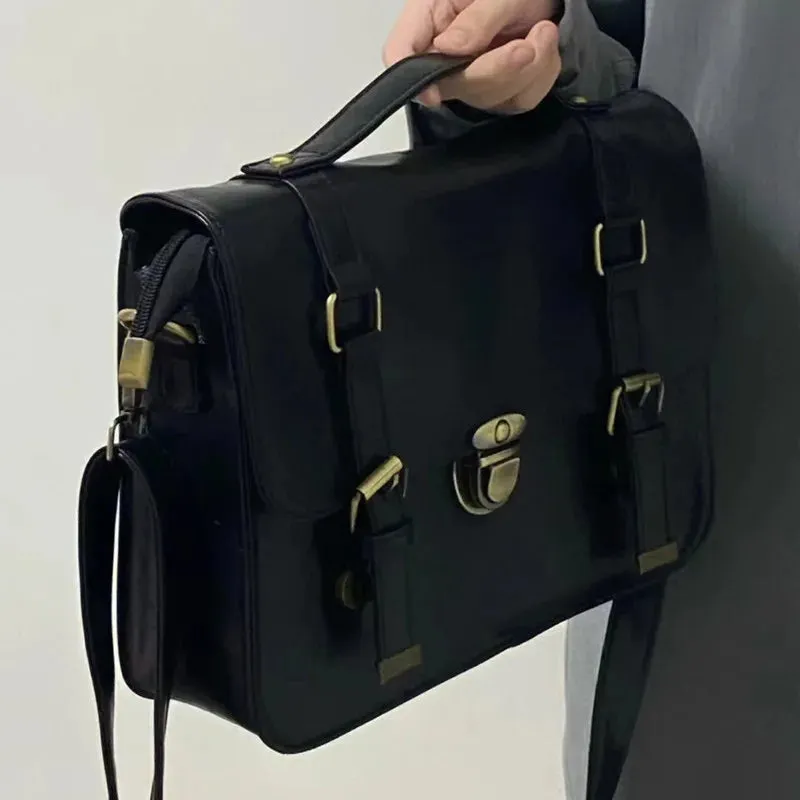 Vintage Hasp Messenger Bag Japanese Jk Uniform Student High School Bag Fashion Office Lady Commuter Briefcase Crossbody Bag