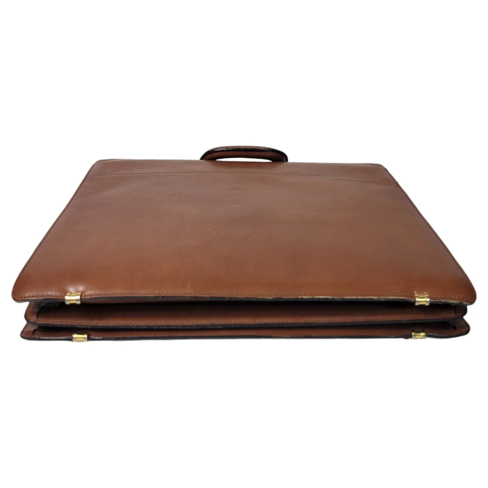 Vintage Leather Business Bag Briefcase Brown Italy Folio Attache Envelope Case Document Folder File Portfolio