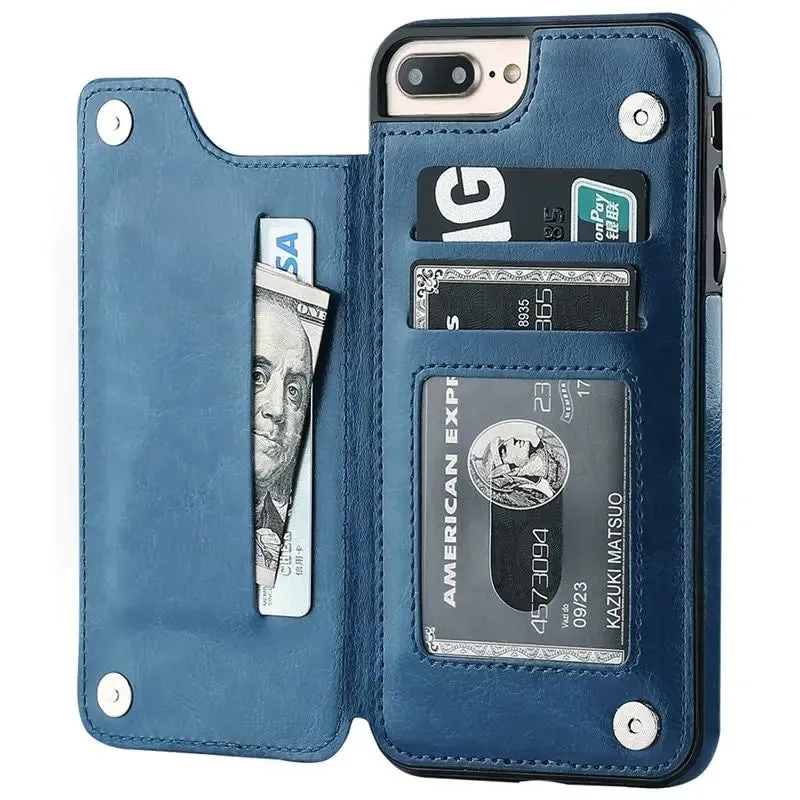 Vistor Leather Flip Wallet Case For iPhone 6, 7, 8 & X Series