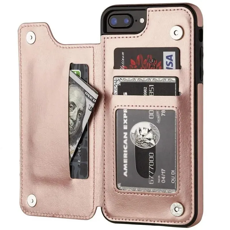 Vistor Leather Flip Wallet Case For iPhone 6, 7, 8 & X Series