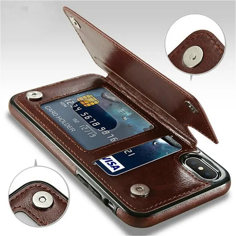 Vistor Leather Flip Wallet Case For iPhone 6, 7, 8 & X Series