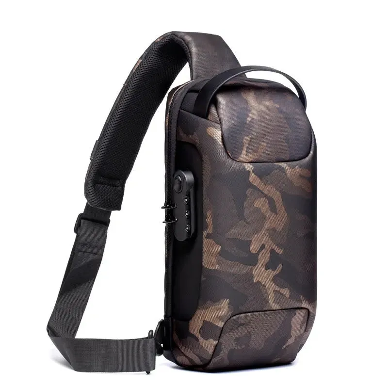 Waterproof USB Anti-theft Bag Men Oxford Crossbody Shoulder Bag Sling Multifunction Short Travel Messenger Chest Pack