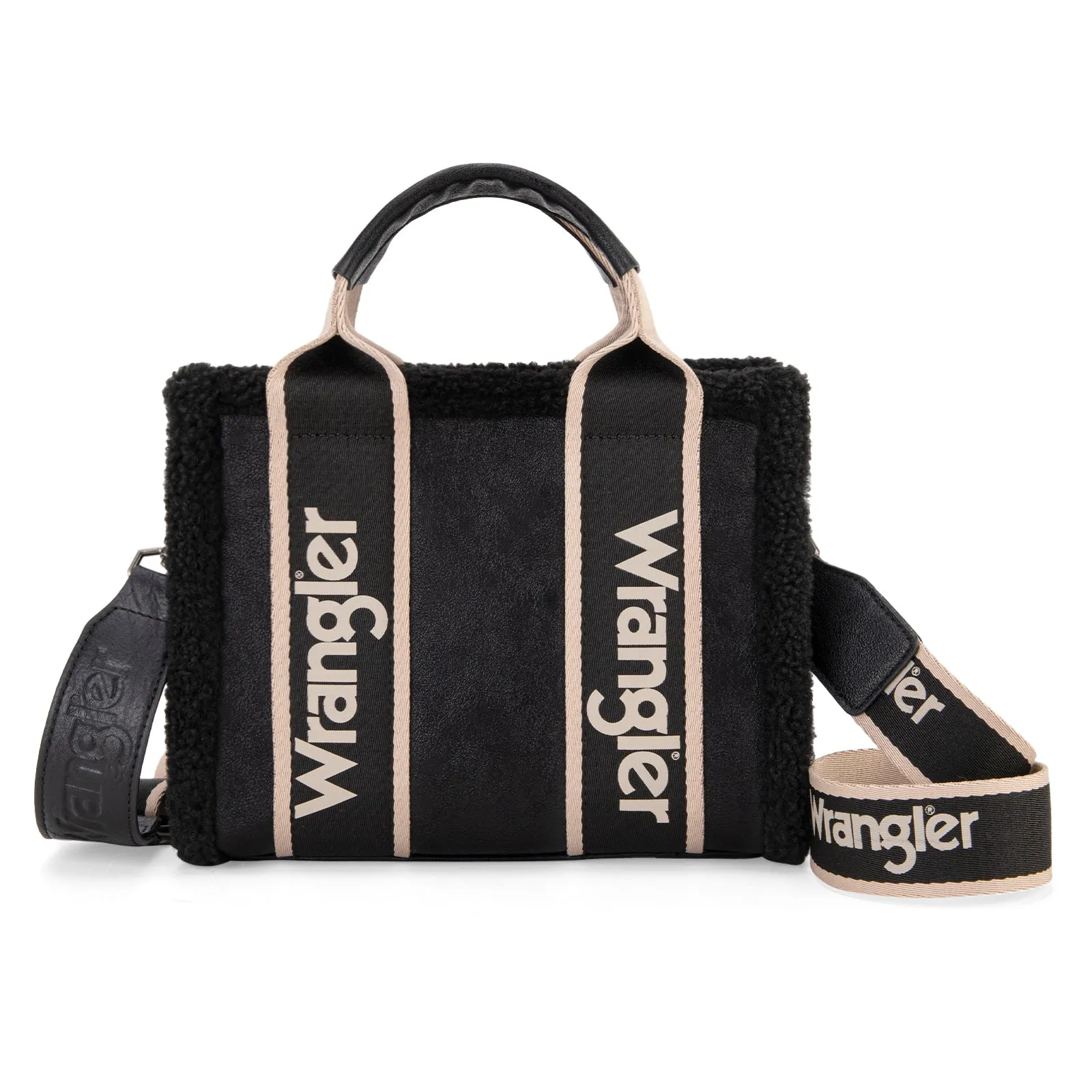 WG181-8120S  Wrangler Sherpa  Small Canvas Tote/Crossbody - Black