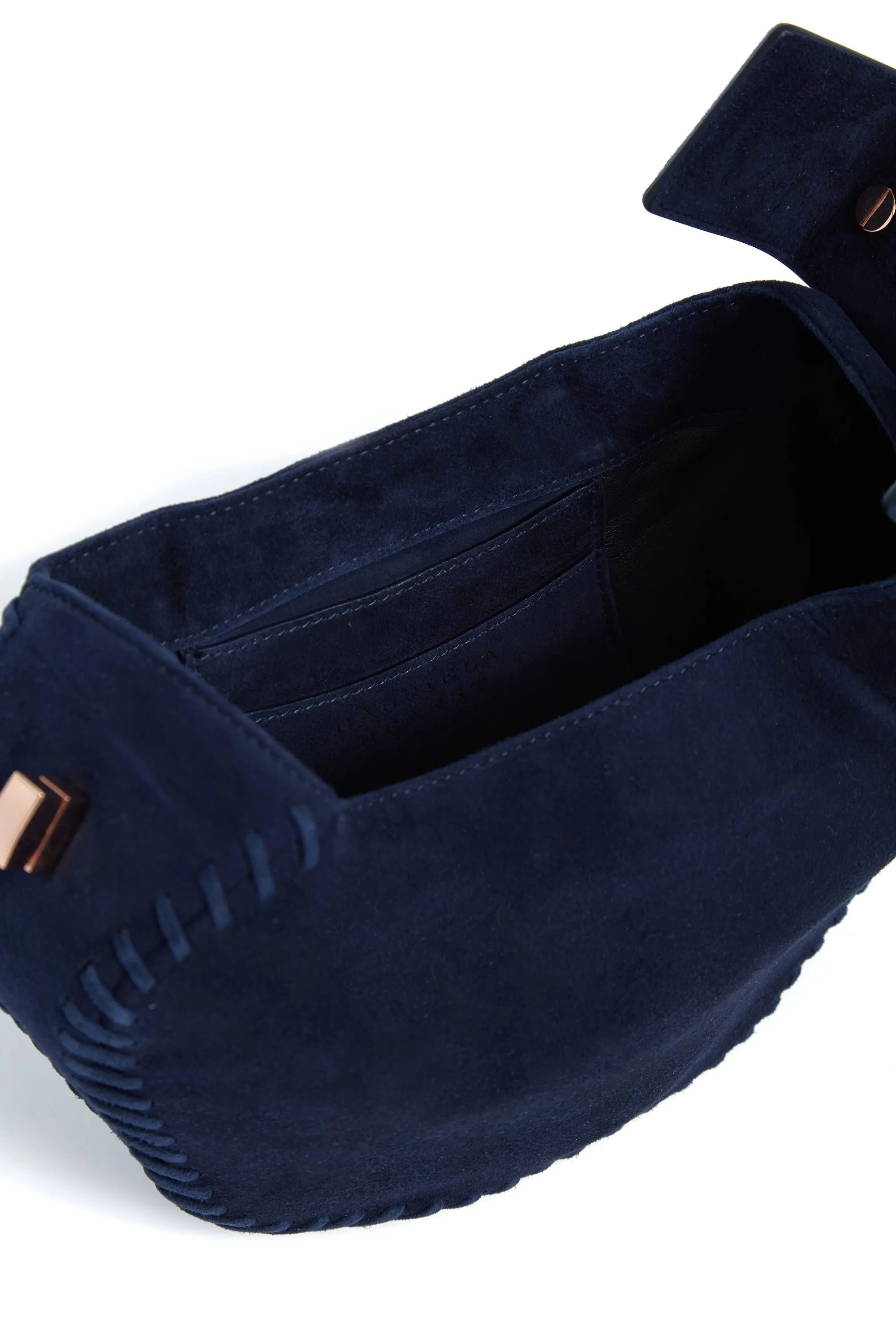 Whipstitch Demi Bag in Navy Suede