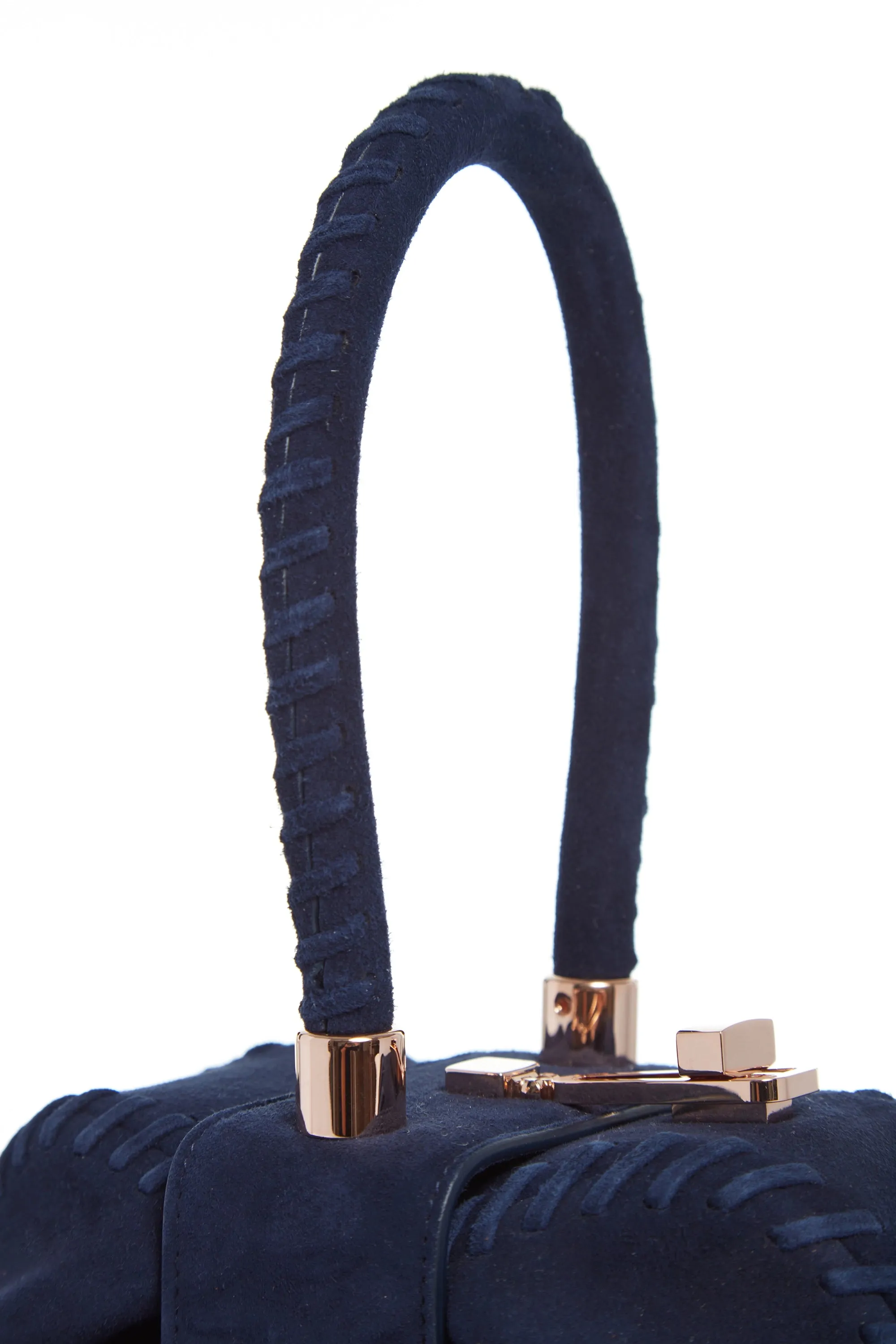 Whipstitch Demi Bag in Navy Suede