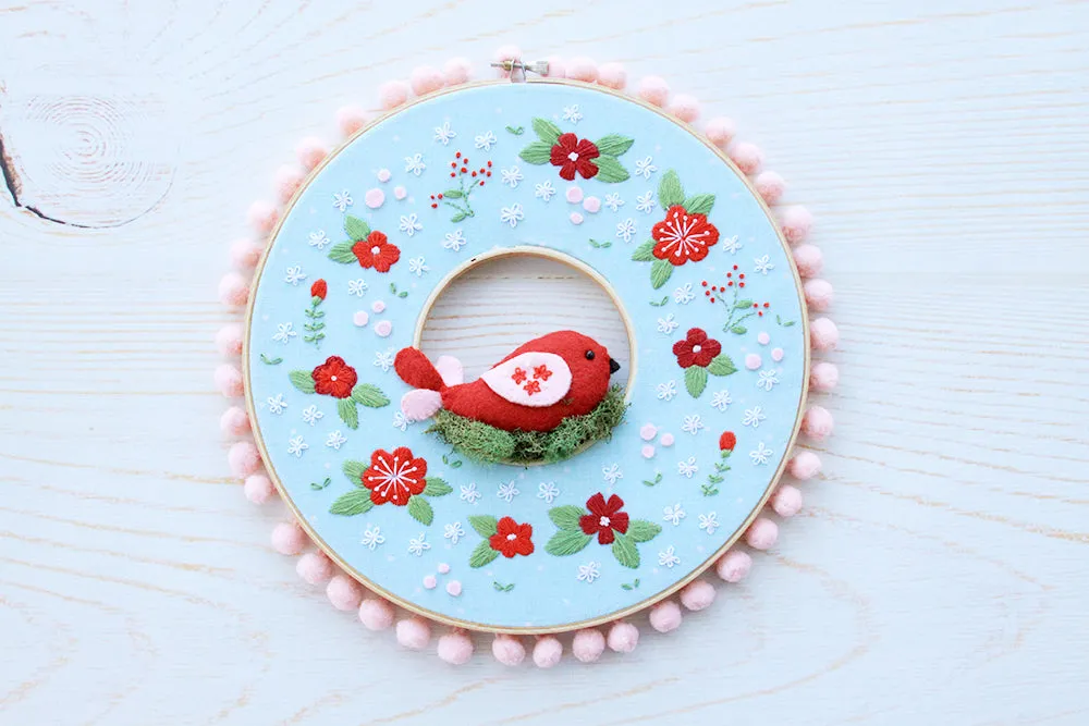 Winter Embroidery Hoop Wreath PDF Pattern