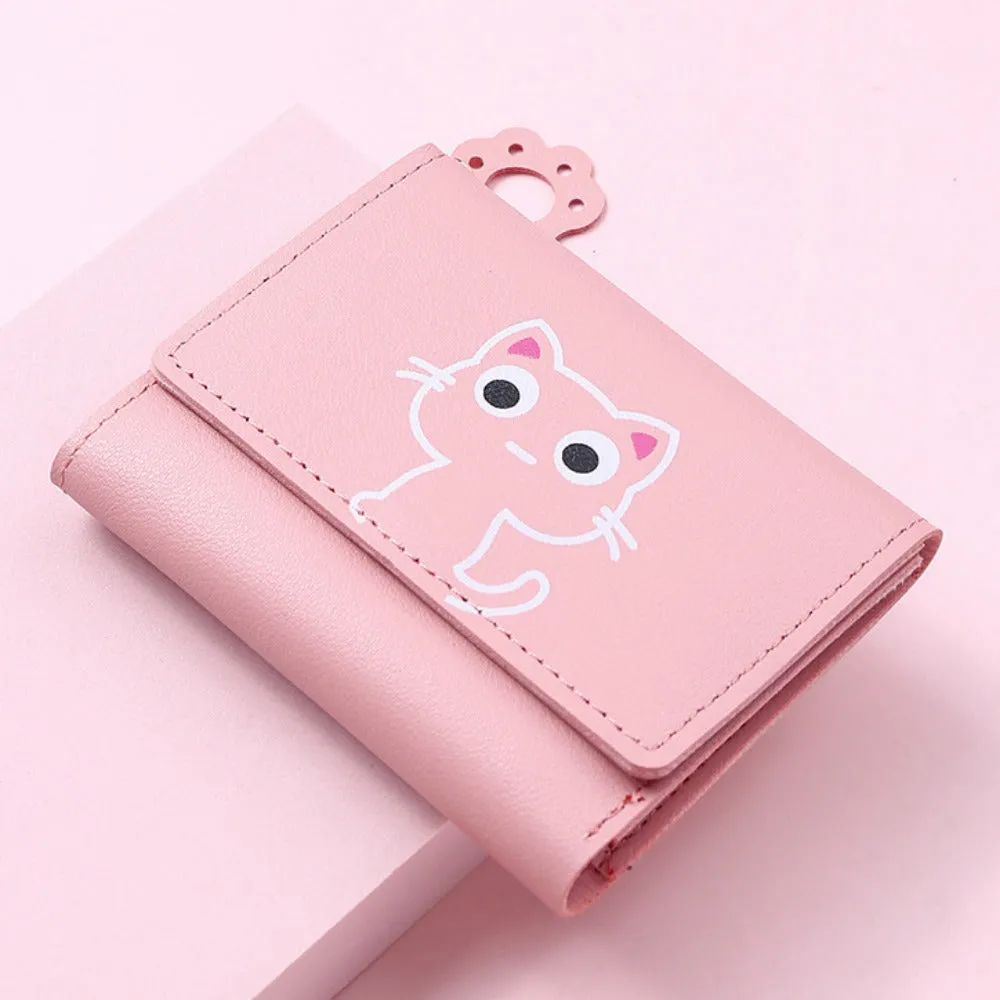 Women's Coin Purse, Cartoon Kitten Lies Wallet, Simple Buckle Credit Card Holder Coin Pouch