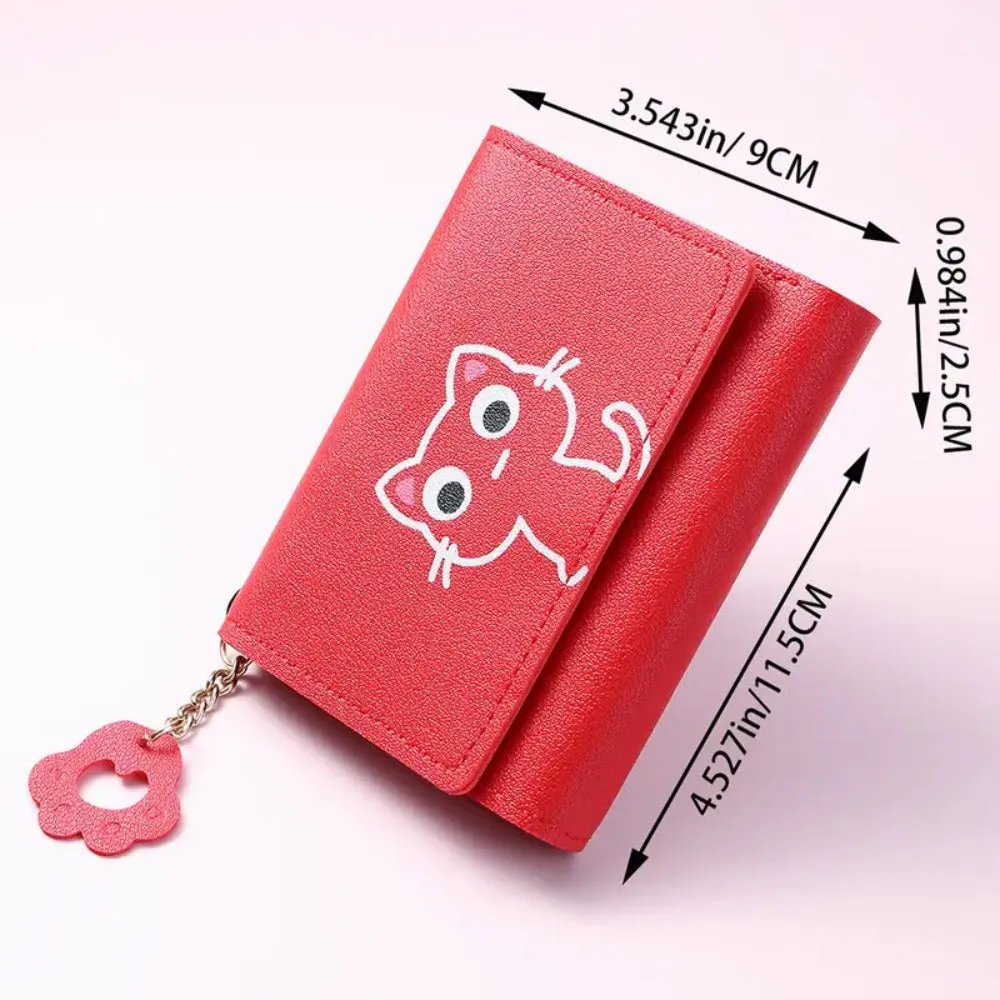 Women's Coin Purse, Cartoon Kitten Lies Wallet, Simple Buckle Credit Card Holder Coin Pouch