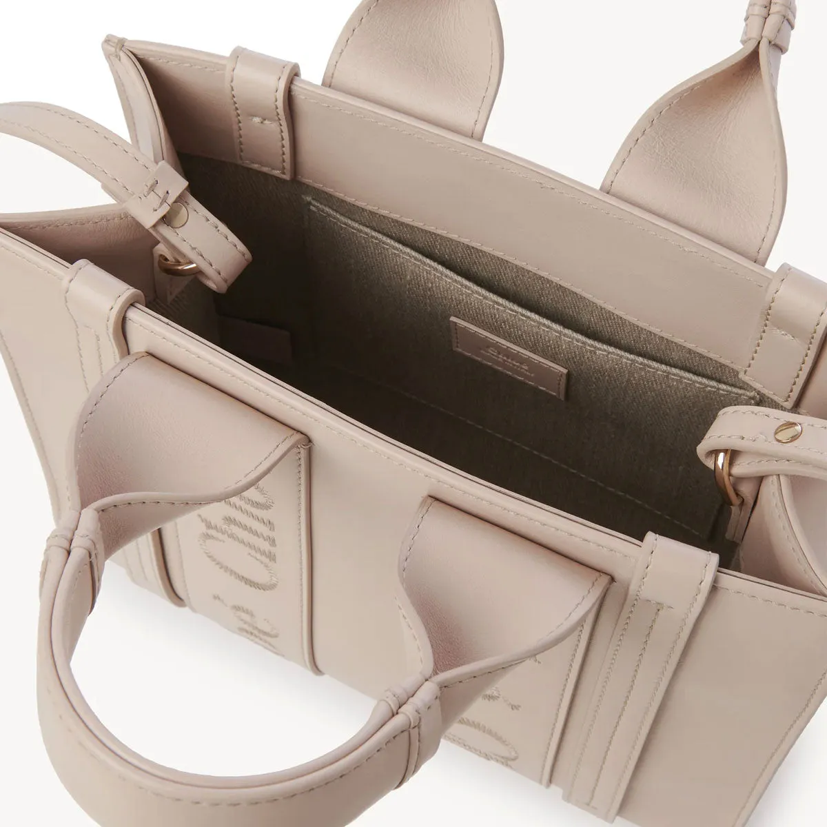 Woody Tote Small Leather, Wild Grey